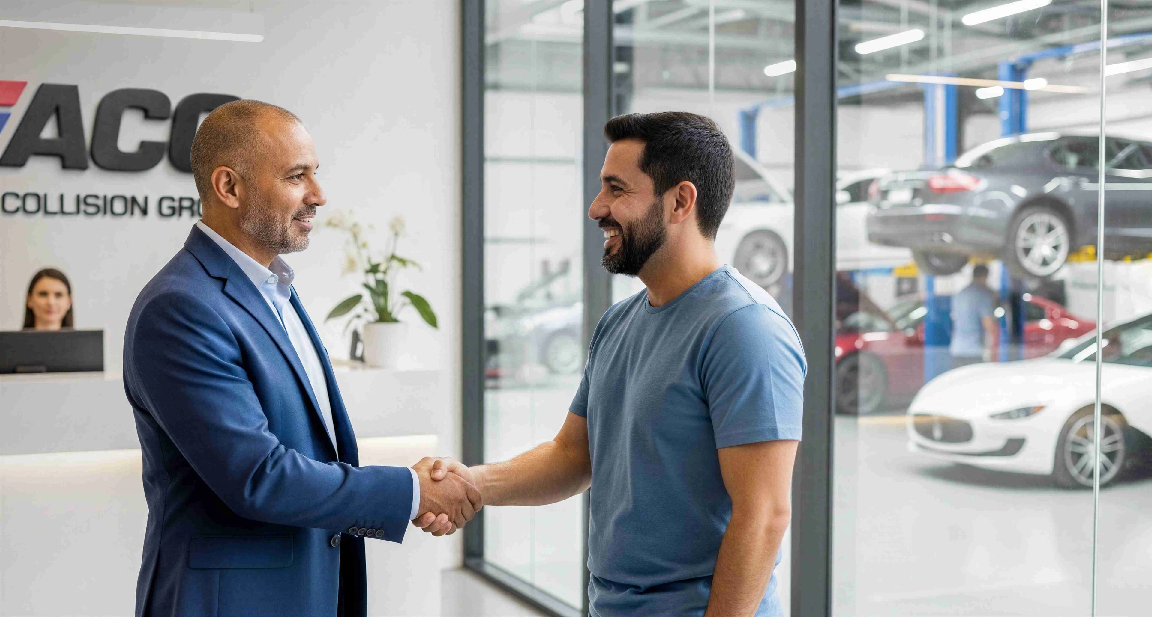 Técnicos de Auto Collision Group en el taller