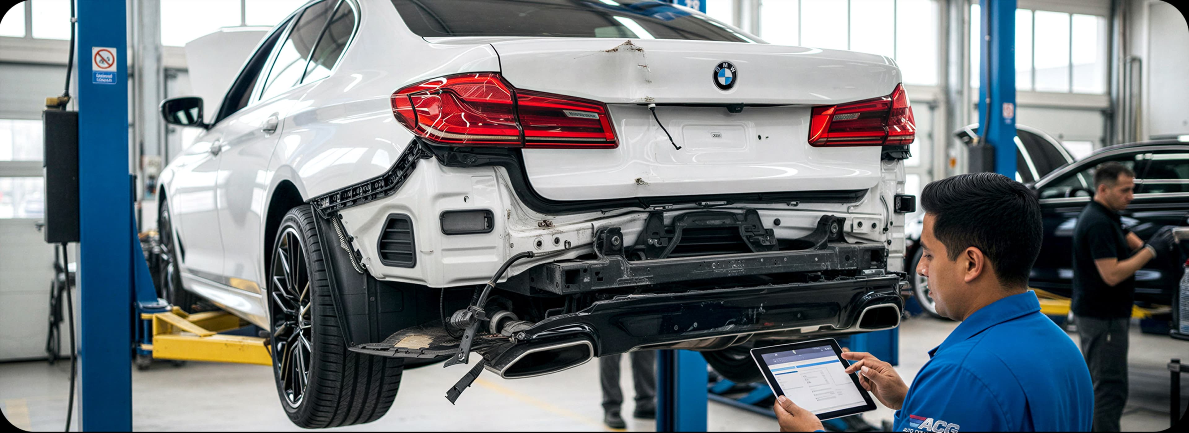 Certified auto body technician performing collision repair at Auto Collision Group Fresno