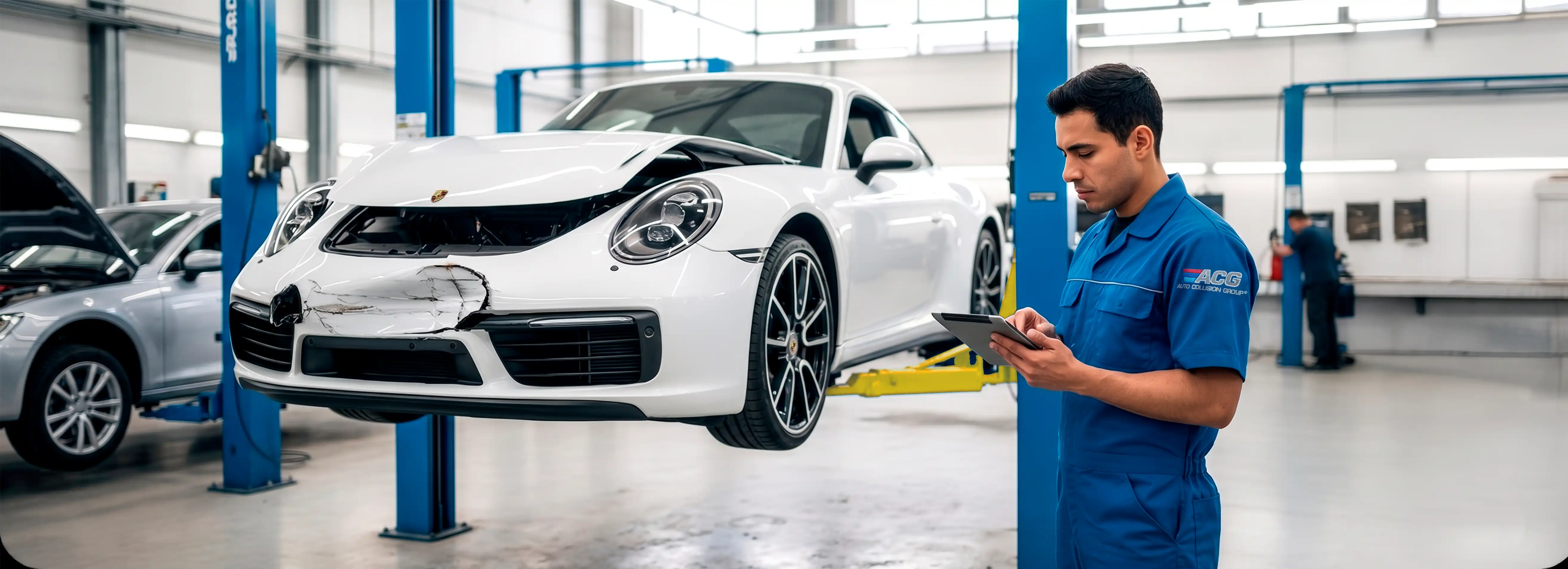 Certified technician performing collision repair at Auto Collision Group Los Angeles