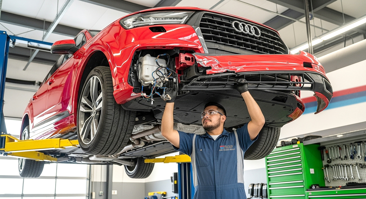 Mechanic working on a car