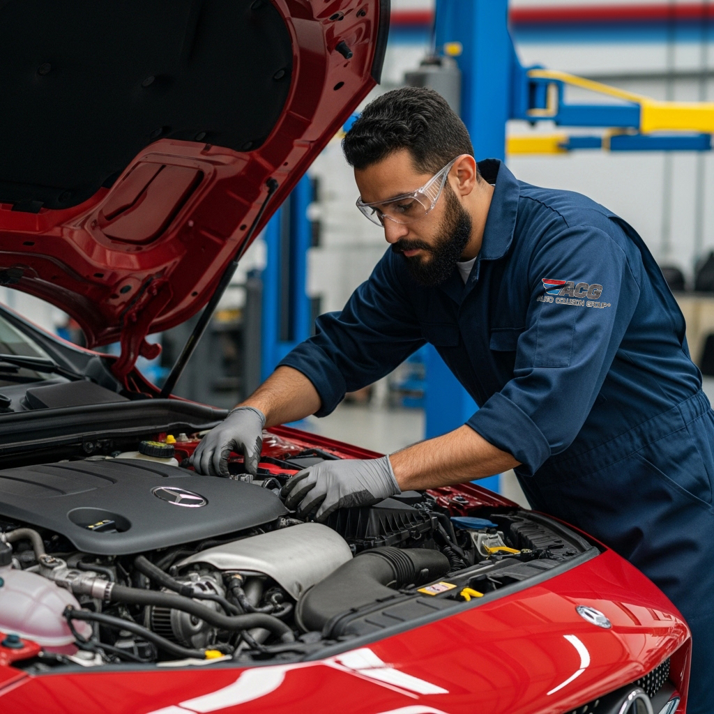Mechanic working on a car