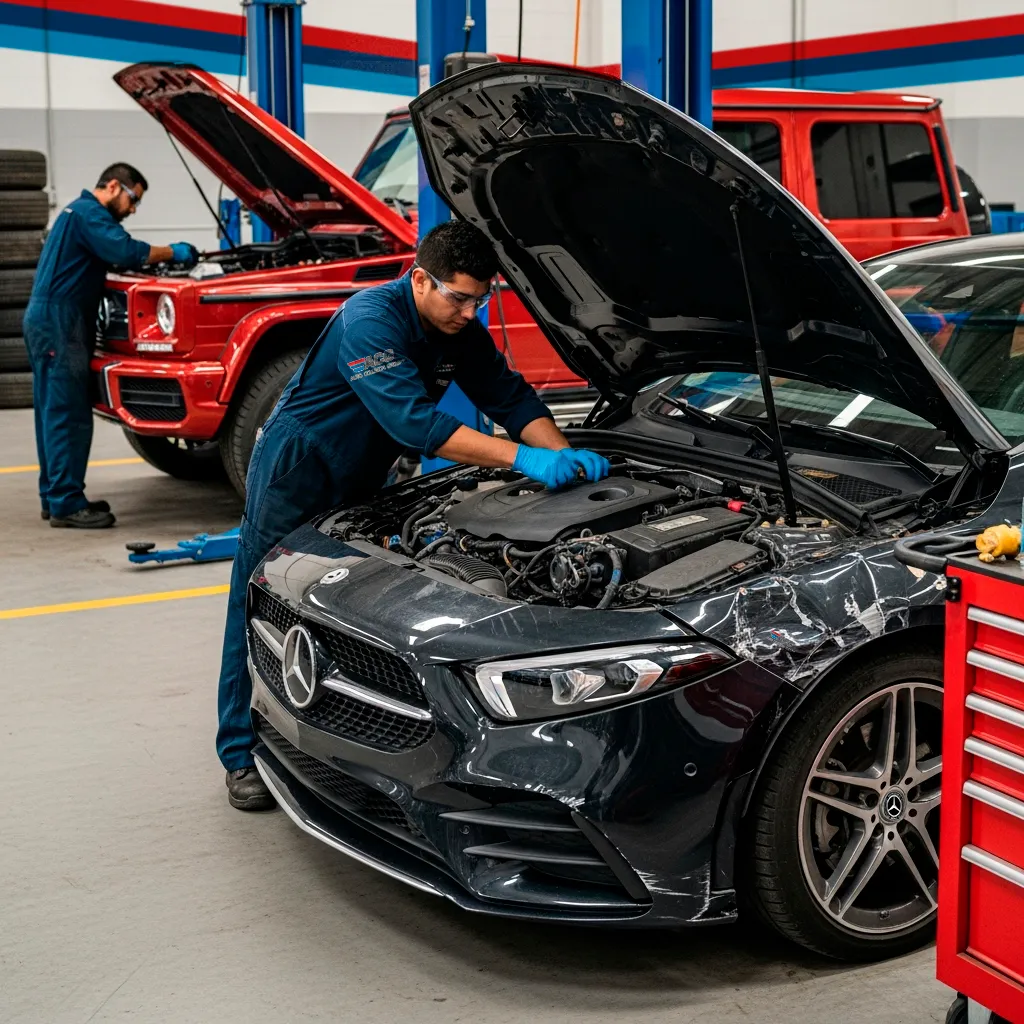 Mechanic working on a car